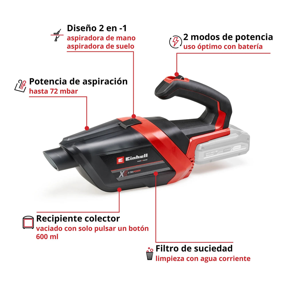 Aspiradora de mano inalámbrica Einhell TE-HV 18/06 Li, imagen 3