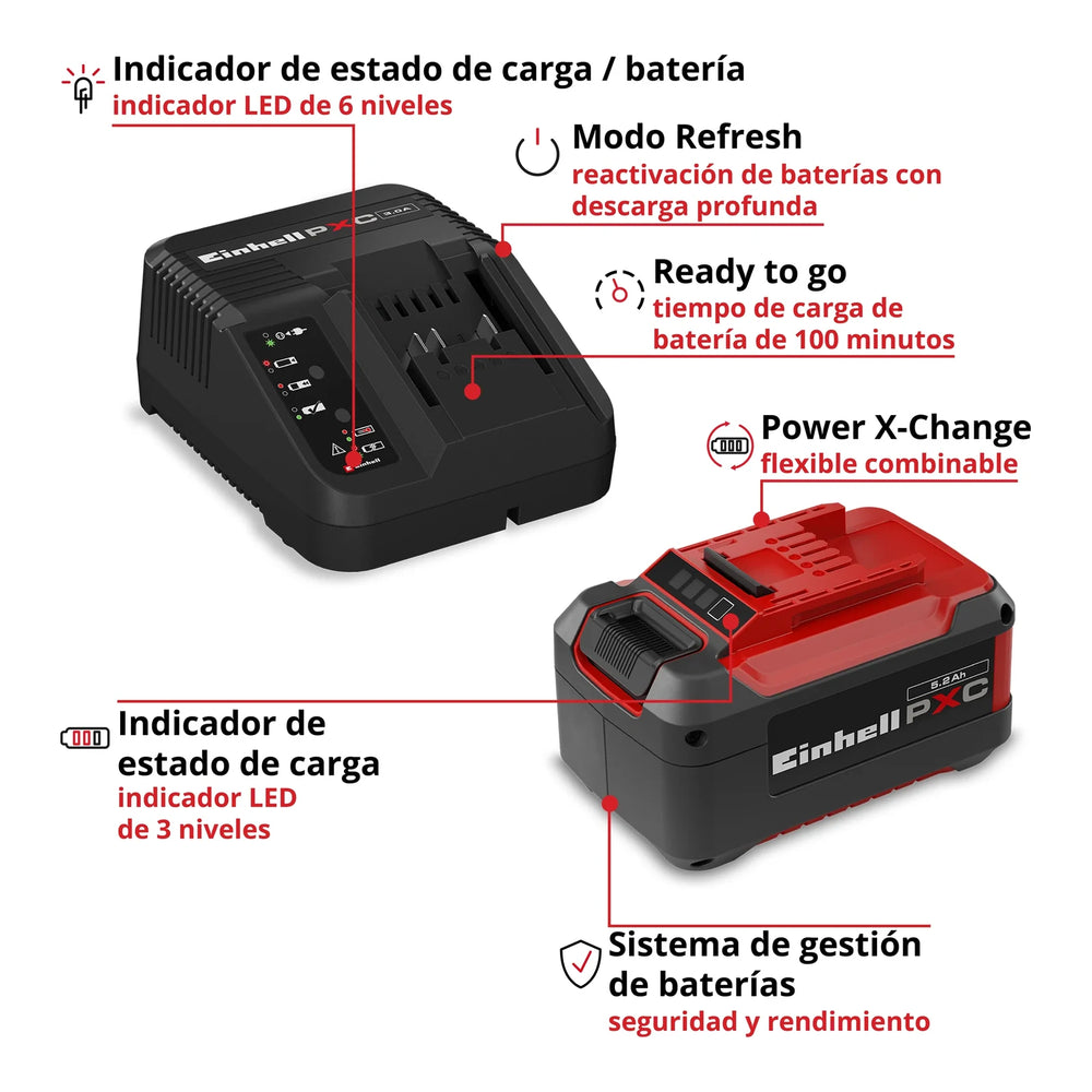 Kit de inicio Einhell Power X-Change 18 V batería 5,2 Ah y cargador, imagen 4