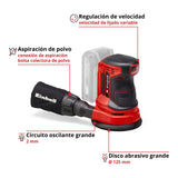 Lijadora roto-orbital inalámbrica Einhell TE-RS 18 Li 5", imagen 3