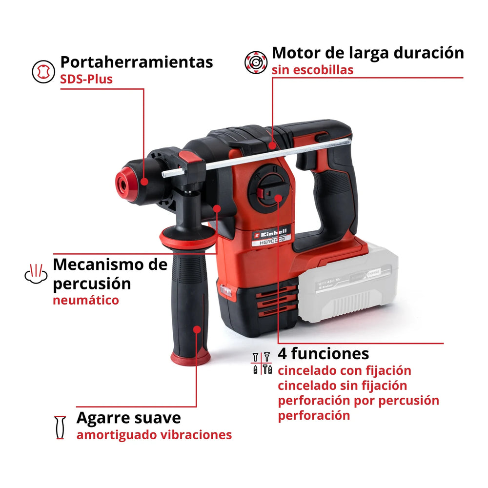 Rotomartillo inalámbrico Einhell HEROCCO 18/20 SDS Plus 2,2 J, imagen 3