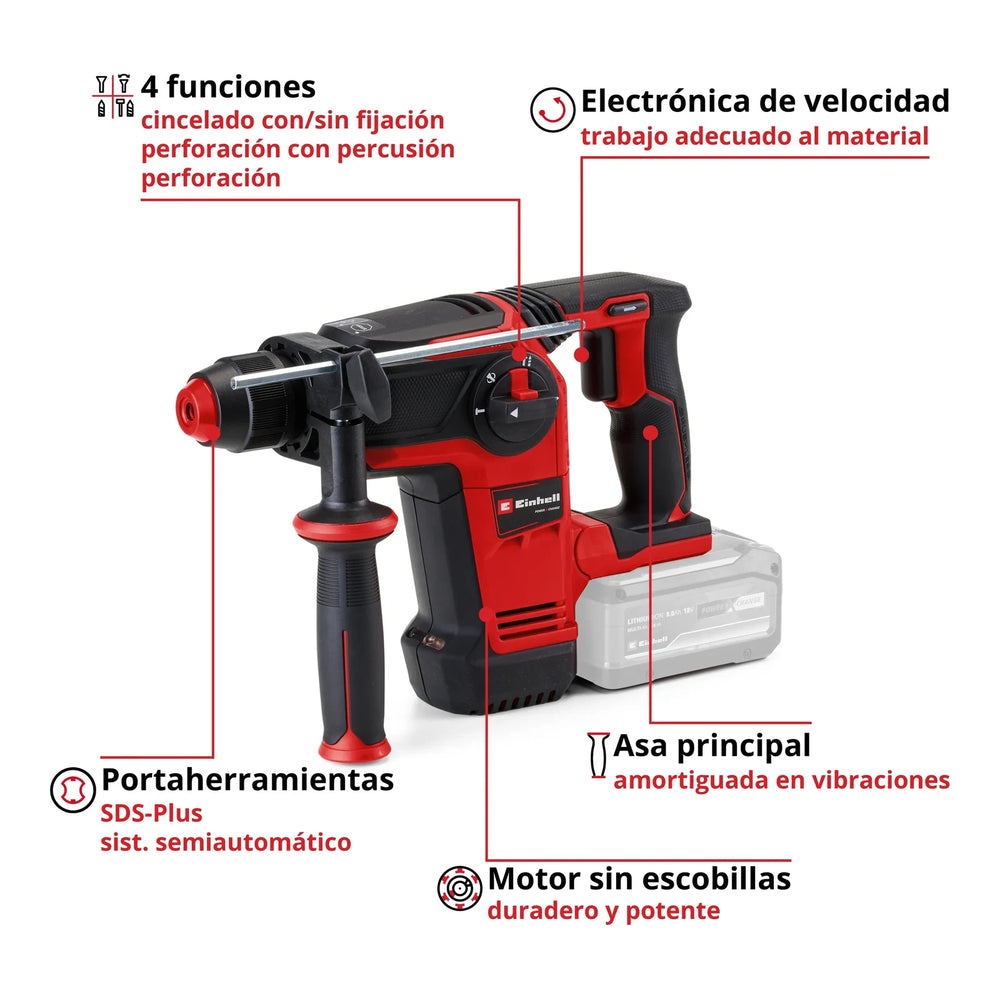Rotomartillo inalámbrico Einhell TP-HD 18/26 Li BL SDS Plus 2,6 J, imagen 3