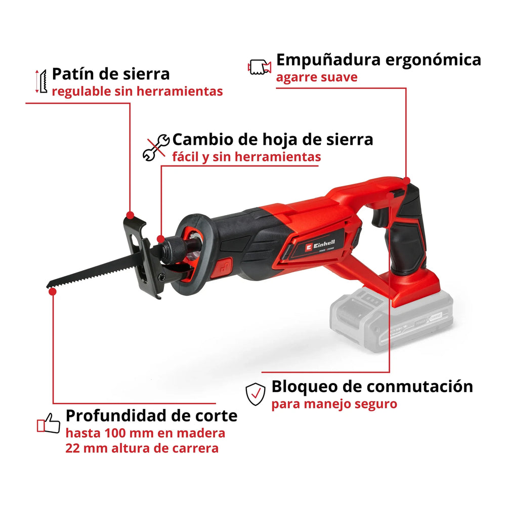 Sierra sable inalámbrica Einhell TE-AP 18/22 Li, imagen 3